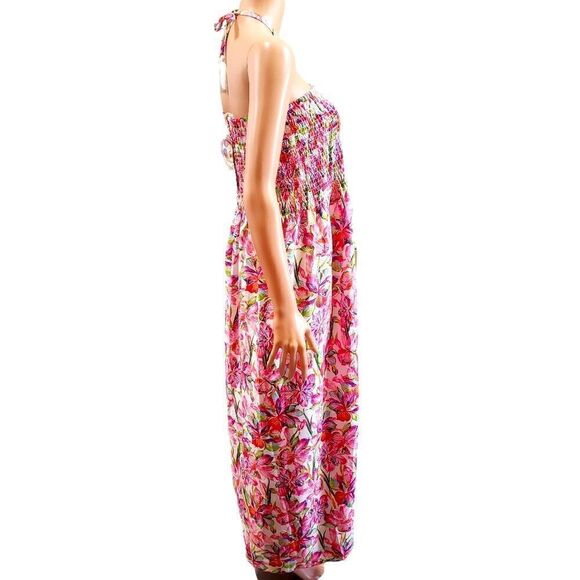 NWT Gypsie Blue Tie Around Neck Floral Maxi Dress SMALL - Picture 2 of 12